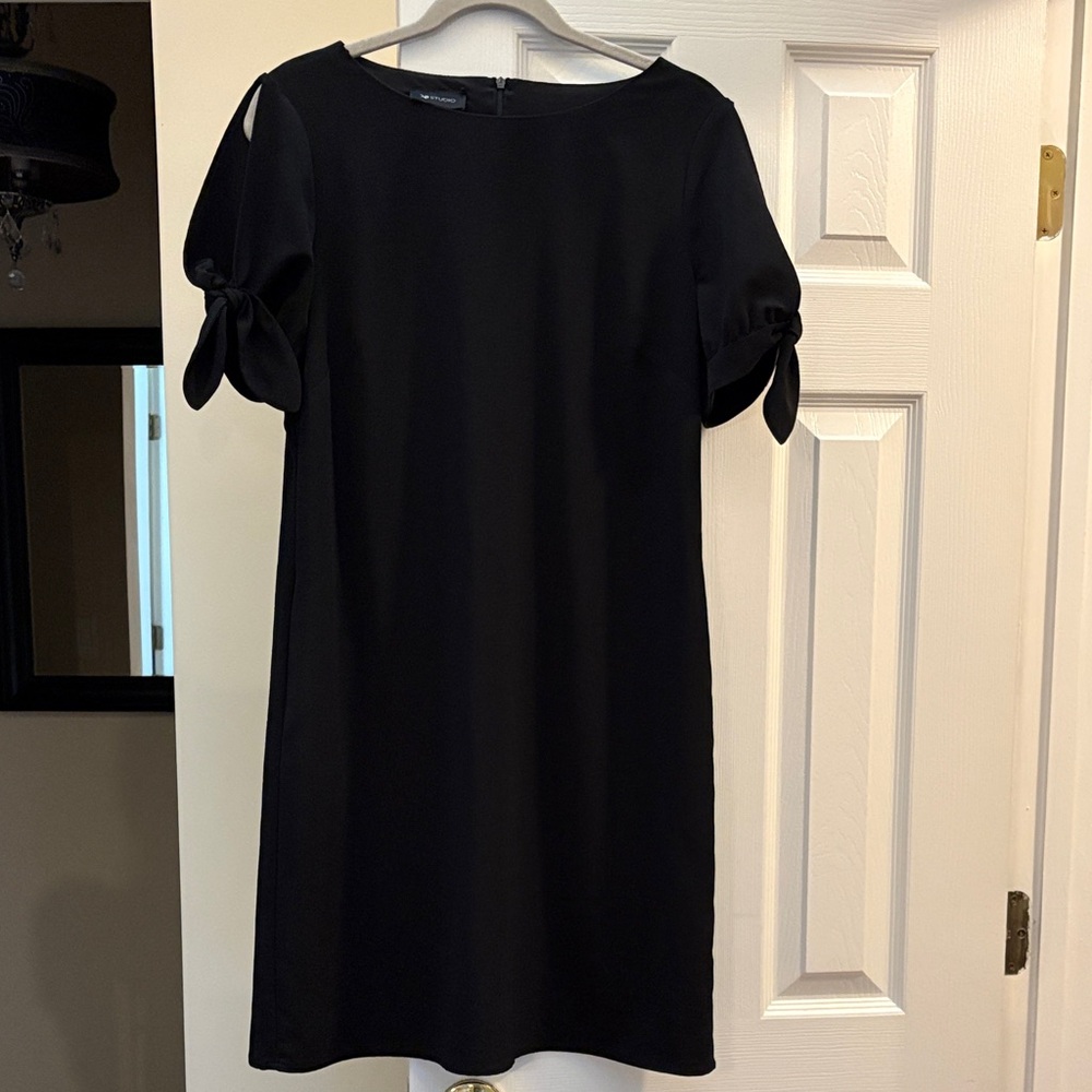 AB Studio shirt bow tie sleeve mini shift dress Black Size 10 Like new